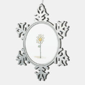 Delicate Daisy Illustration - Eenvoudige Zoete Blo Tin Sneeuwvlok Ornament (Rechts)