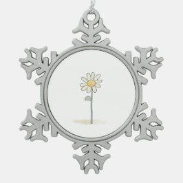 Delicate Daisy Illustration - Eenvoudige Zoete Blo Tin Sneeuwvlok Ornament