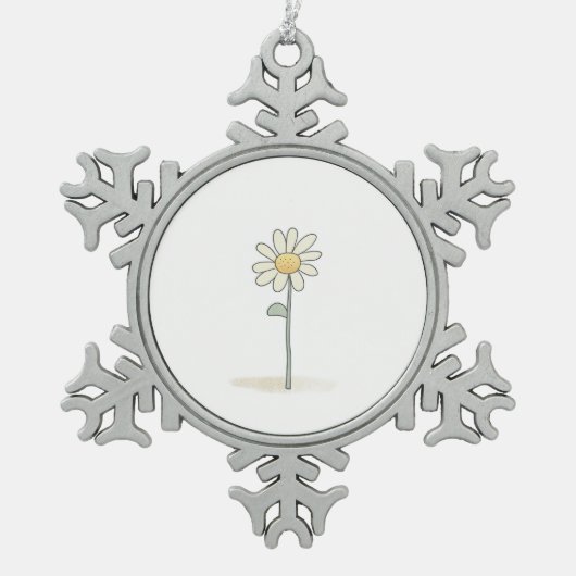 Delicate Daisy Illustration - Eenvoudige Zoete Blo Tin Sneeuwvlok Ornament (Voorkant)