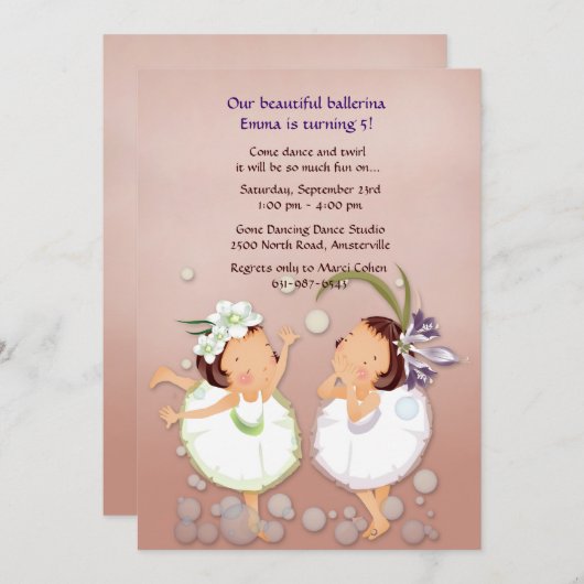 Delicate Dancers Invitation Kaart (Voorkant / Achterkant)