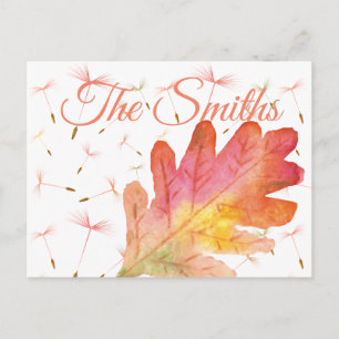 Delicate Dandelions & Autumn Leaf Briefkaart