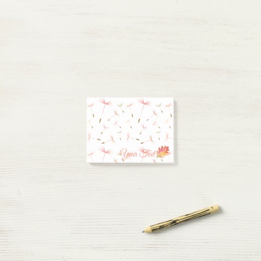 Delicate Dandelions & Autumn Leaf Post-it® Notes (Op bureau)