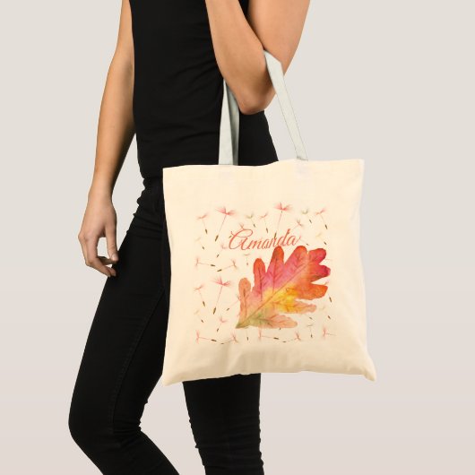 Delicate Dandelions & Autumn Leaf Tote Bag (Voorkant (product))