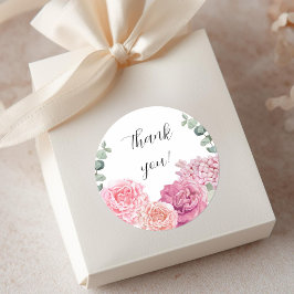 Delicate Dank u roze perzik waterverf bloemenmoes Ronde Sticker