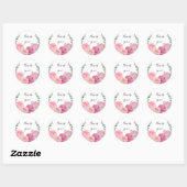 Delicate Dank u roze perzik waterverf bloemenmoes Ronde Sticker (Vel)
