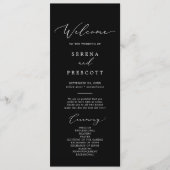 Delicate Dark Black Calligraphy Wedding Programme Programmakaart (Voorkant)