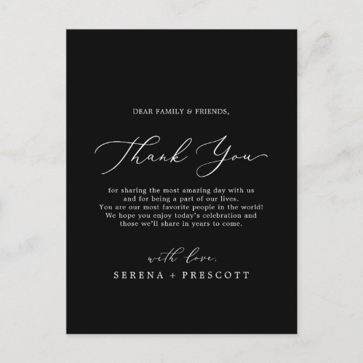 Delicate Dark Black Hartelijk dank voor uw opvangk Briefkaart (Voorkant)