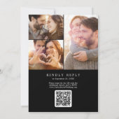 Delicate Dark Black Photo Collage QR Code Wedding Kaart (Achterkant)