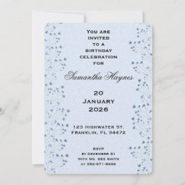 Delicate Dark Blue Wildflowers Verjaardagsfeestje Kaart