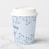 Delicate Dark Blue Wildflowers Verjaardagsfeestje Papieren Bekers (Links)