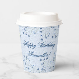 Delicate Dark Blue Wildflowers Verjaardagsfeestje Papieren Bekers