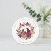 Delicate Deep Plum Glitter Holy Nativity Christmas Feestdagenkaart (Staand voorkant)