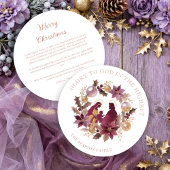 Delicate Deep Plum Glitter Holy Nativity Christmas Feestdagenkaart