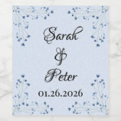 Delicate donkerblauwe wilde bloemen bruiloft wijn etiket (Enkel label)