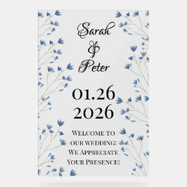 Delicate Donkerblauwe Wildflowers Romantische brui Acryl Bord