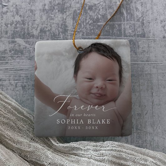 Delicate donkere overlay foto Baby Memorial Keramisch Ornament