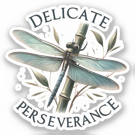 Delicate doorzettingsvermogen - artistieke libel sticker (Voorkant)