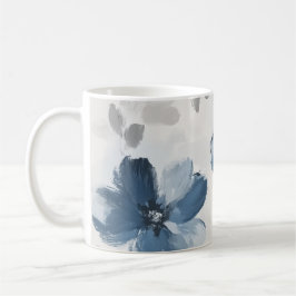 Delicate Dusty Blue Floral Art 🌸 Koffiemok