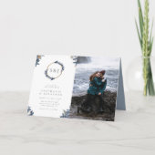 Delicate Dusty Blue Leaves Monogram Trouwfoto (Voorkant)