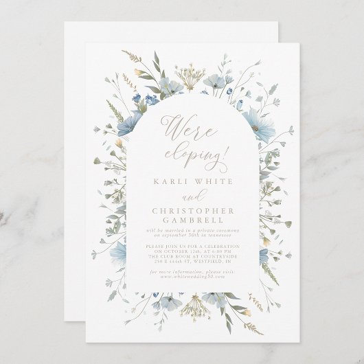 Delicate Dusty Blue Wildflowers Elupement Party Kaart