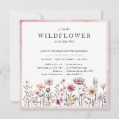Delicate Dusty Pink Wildflower Baby shower Invitat Kaart (Voorkant)