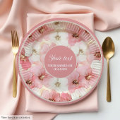 Delicate dusty rose and gold floral paper plates papieren bordje