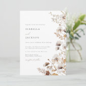 Delicate Earthy Wildflower Wedding Invitation Kaart (Staand voorkant)