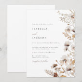 Delicate Earthy Wildflower Wedding Invitation Kaart (Voorkant / Achterkant)