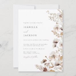 Delicate Earthy Wildflower Wedding Invitation Kaart
