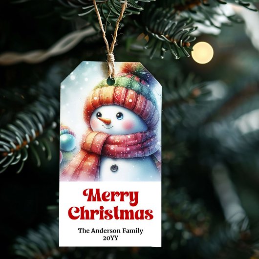 Delicate Editable Holiday Kids Gift Tag Snowman Cadeaulabel
