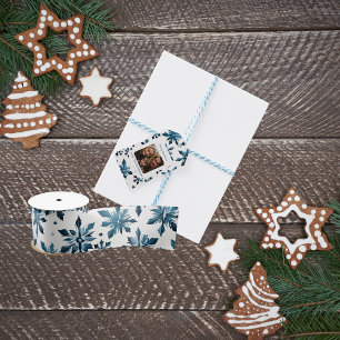 Delicate Eenvoudige Elegantie Blauwe Sneeuwvlok Ke Satijnen Lint