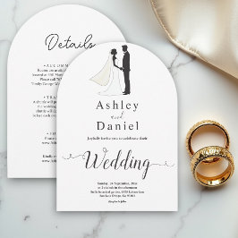 Delicate eenvoudige zwart-wit romantische bruiloft kaart