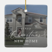 Delicate eerste kerst in nieuw huis donkere foto keramisch ornament (Achterkant)