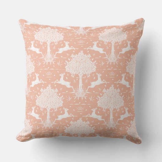 Delicate eiken en herten perzikkussen kussen (Voorkant)