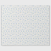 Delicate  Elegant Bloempatroon Blauw Cadeaupapier (Vlak)