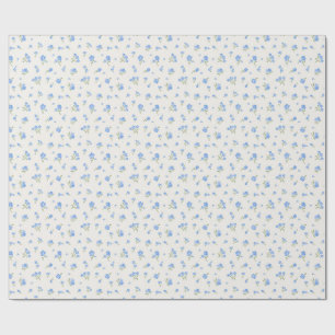 Delicate  Elegant Bloempatroon Blauw Cadeaupapier