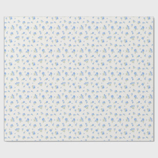 Delicate  Elegant Bloempatroon Blauw Cadeaupapier