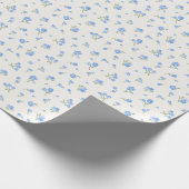 Delicate Elegant Bloempatroon Blauw Cadeaupapier (Hoek)