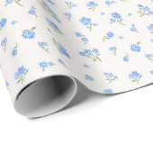 Delicate Elegant Bloempatroon Blauw Cadeaupapier (Rol Hoek)