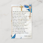 Delicate Elegant Blush Memorial Prayer-fotokaart Visitekaartje (Achterkant)