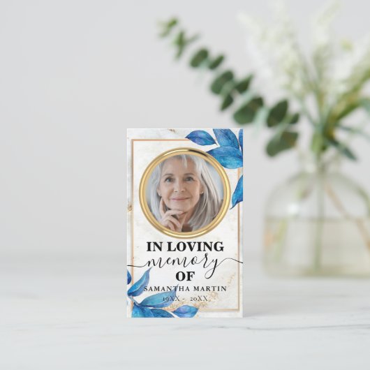 Delicate Elegant Blush Memorial Prayer-fotokaart Visitekaartje (Staand voorkant)