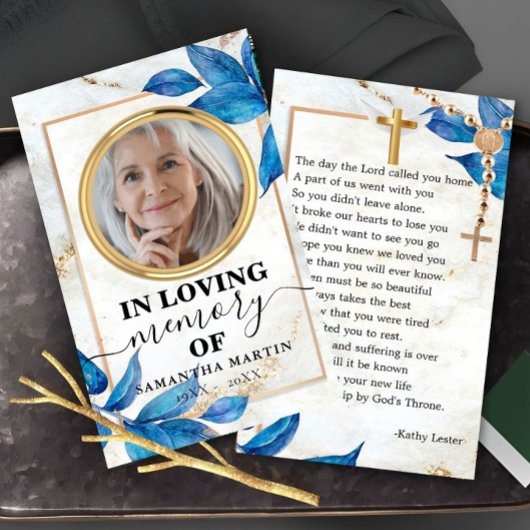 Delicate Elegant Blush Memorial Prayer-fotokaart Visitekaartje