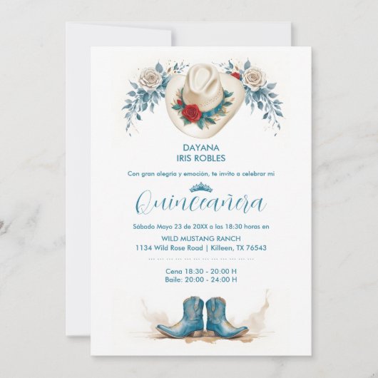 Delicate Elegant Coastal Cowgirl Boots & Hat XVs Kaart (Voorkant)