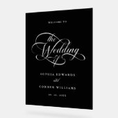 Delicate Elegant Huwelijk Welkom Frosted Black Acryl Bord (Hoek)