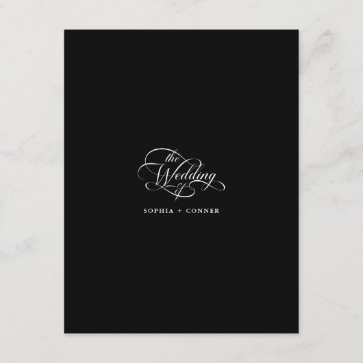 Delicate Elegant Huwelijk Zwart Informatiekaartje (Achterkant)