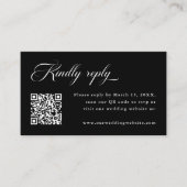 Delicate Elegant Huwelijk Zwart RSVP Informatiekaartje (Voorkant)