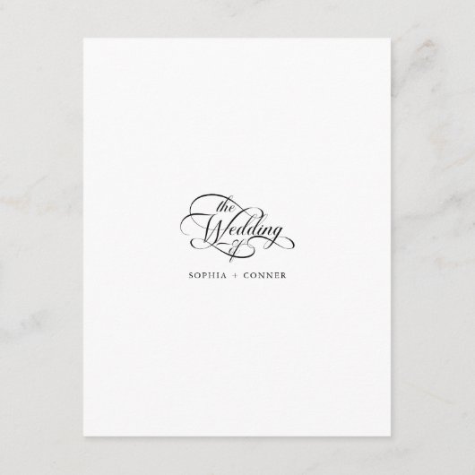 Delicate Elegant Huwelijk Zwart & Wit Details Informatiekaartje (Achterkant)