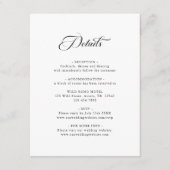 Delicate Elegant Huwelijk Zwart & Wit Details Informatiekaartje (Voorkant)