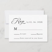 Delicate Elegant Huwelijk Zwart & Wit RSVP Kaartje (Voorkant)