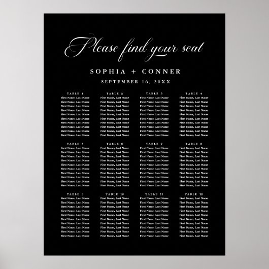 Delicate Elegant Huwelijk Zwart Zitting Grafiek Poster (Voorkant)